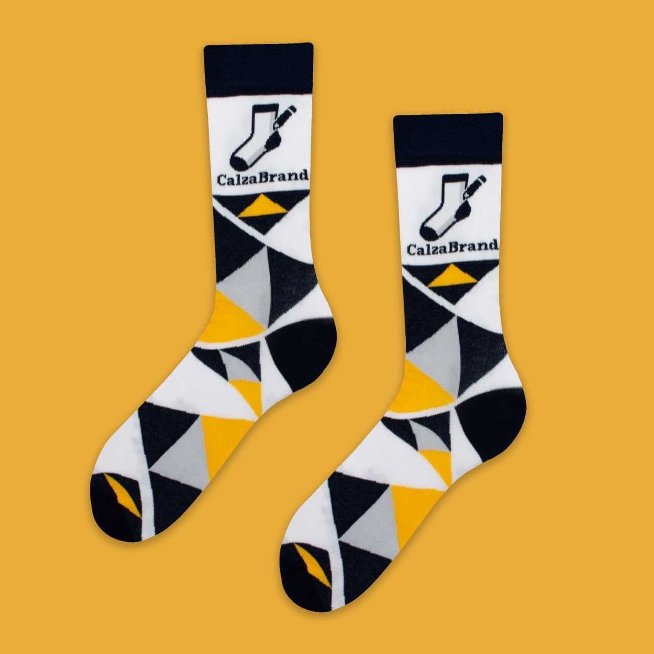 Calza personalizzata con logo CalzaBrand tessuto nella maglia jacquard